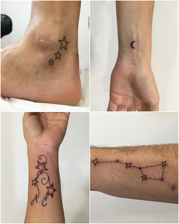 Tatuajes pequeños en Getafe - Estrellas y luna