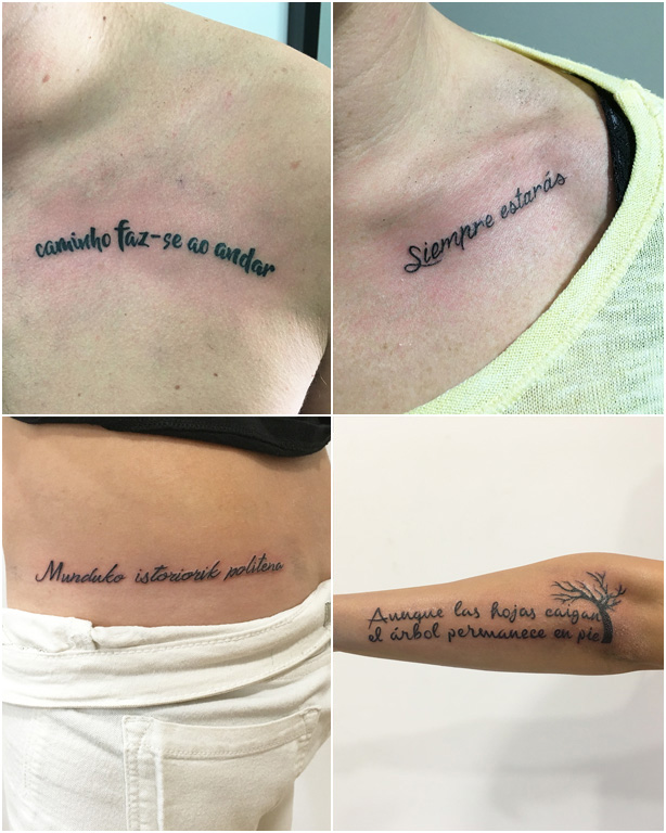 Tatuajes pequeños en Getafe - Frases